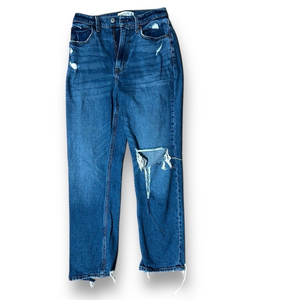 Abercrombie & Fitch Curve Love Ultra High Rise Ankle Straight Jean Distressed 26